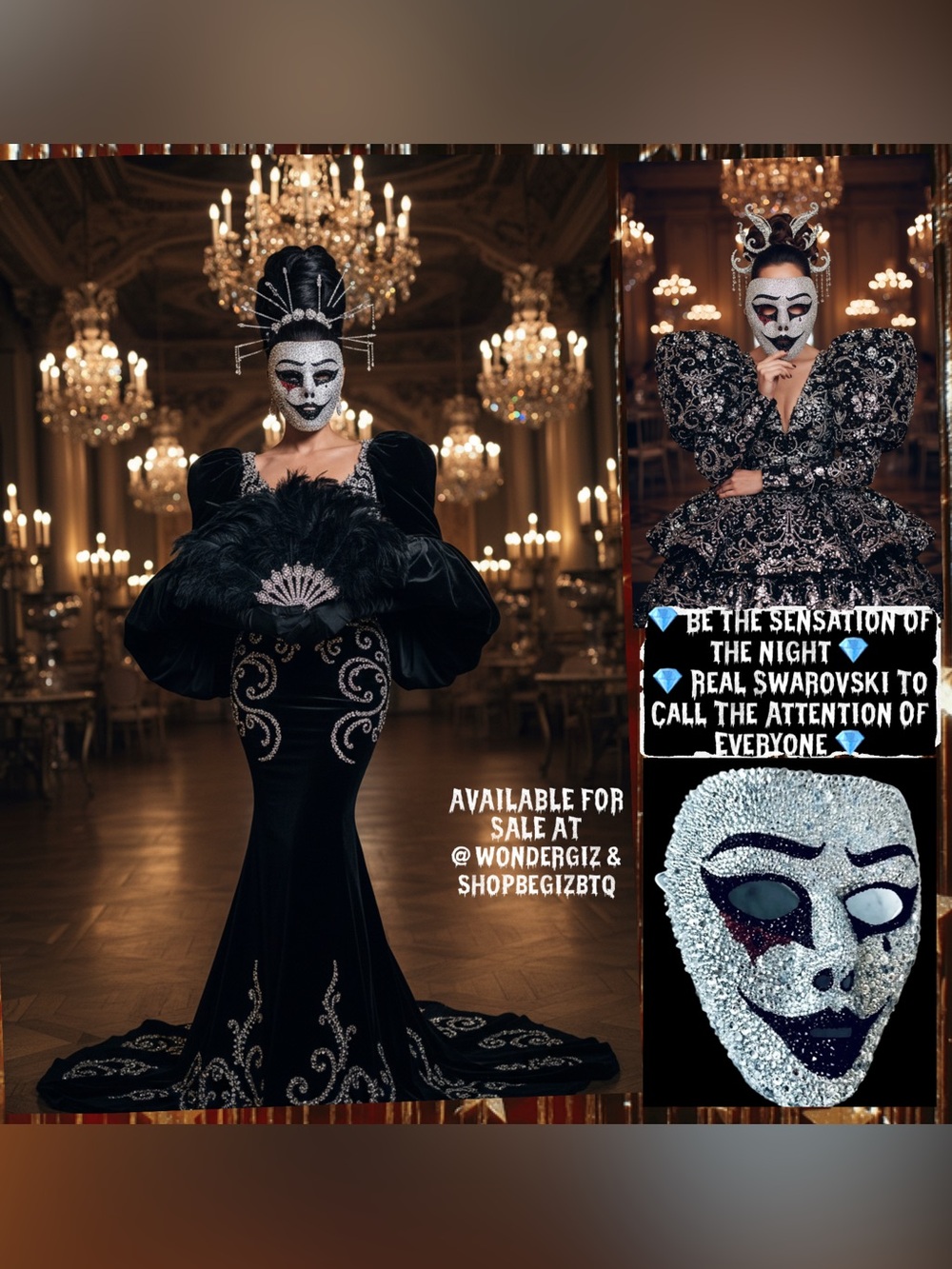🆕Rhinestone Bedazzled Masquerade Bling Face Mask For Halloween,Mardi Grass &More